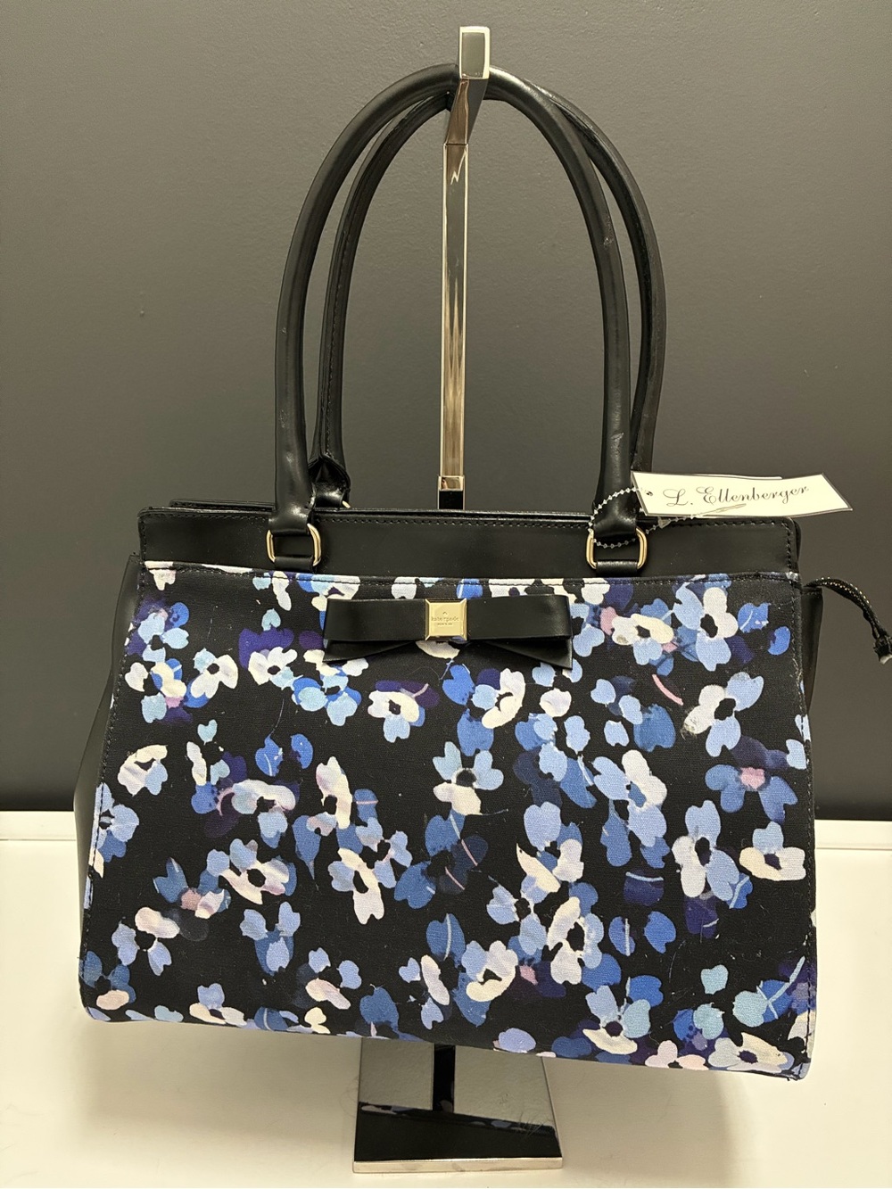 Kate Spade Black Floral Bow-Accent Tote